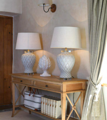 Linton Cream Table Lamp 71cm Porcelain Base with Light-Coloured Shade