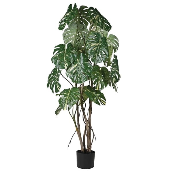Monstera Chelsea artificial plant, 198 cm, in a black plastic pot