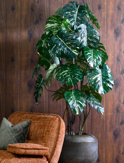 Monstera Chelsea artificial plant, 198 cm, in a black plastic pot