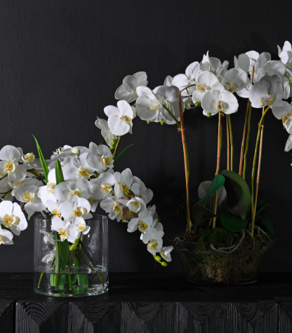 White Artificial Orchids in Glass Vase 36 cm