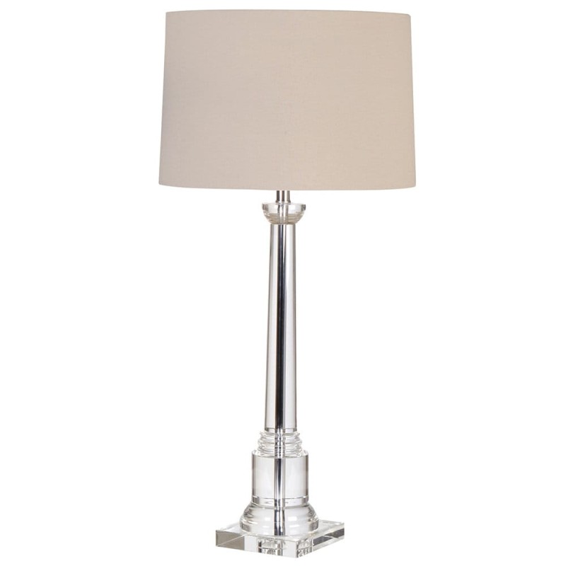 Crystal table lamp 98 cm with glass base and light linen shade