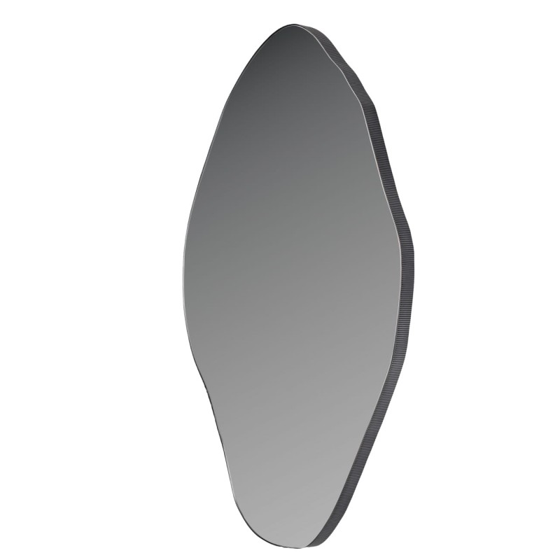 Organic living room mirror 152 cm – irregular shaped decorative wall mirror with brown metal frame.
