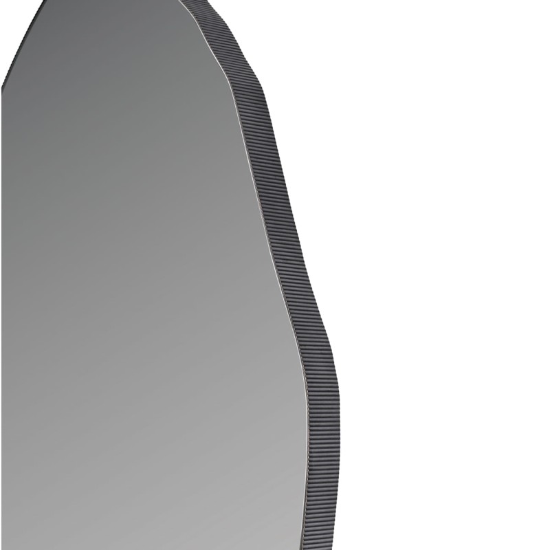 Organic living room mirror 152 cm – irregular shaped decorative wall mirror with brown metal frame.