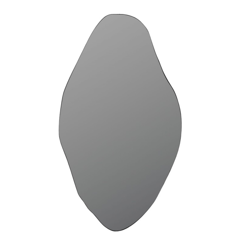 Organic living room mirror 152 cm – irregular shaped decorative wall mirror with brown metal frame.