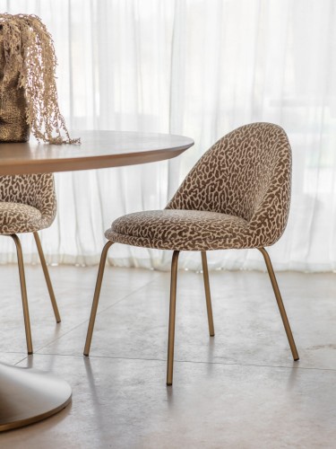 Pair of 2 Animal Print Chair – Patterned Upholstery with Gold Legs