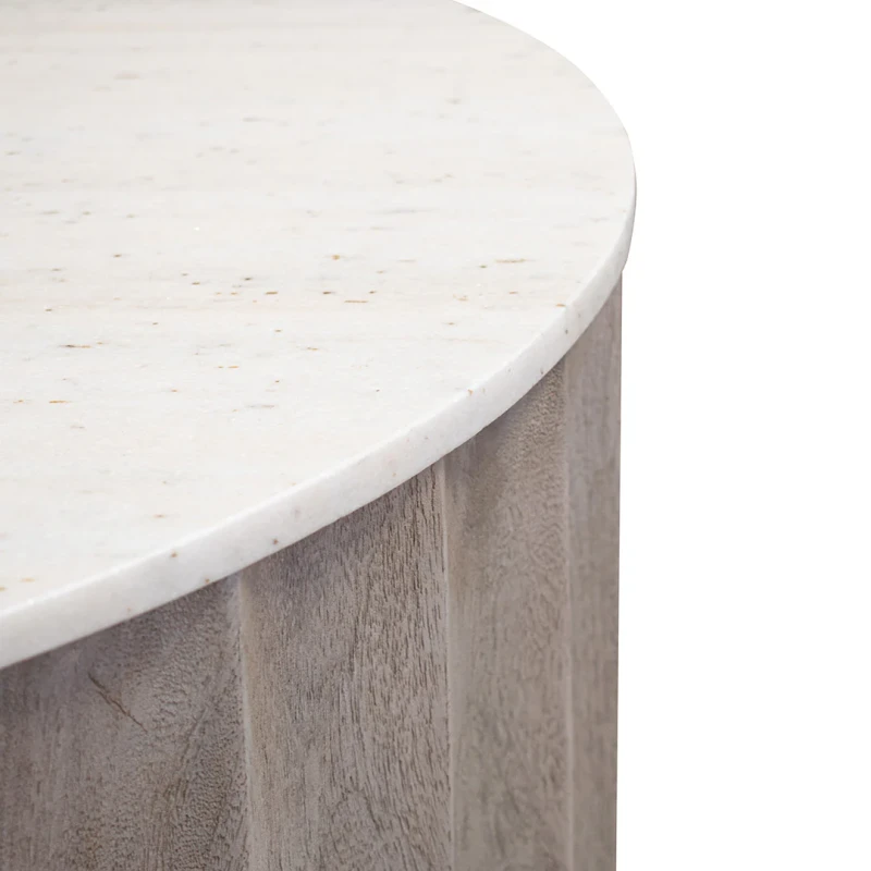 Astrid round coffee table with marble top and wooden base