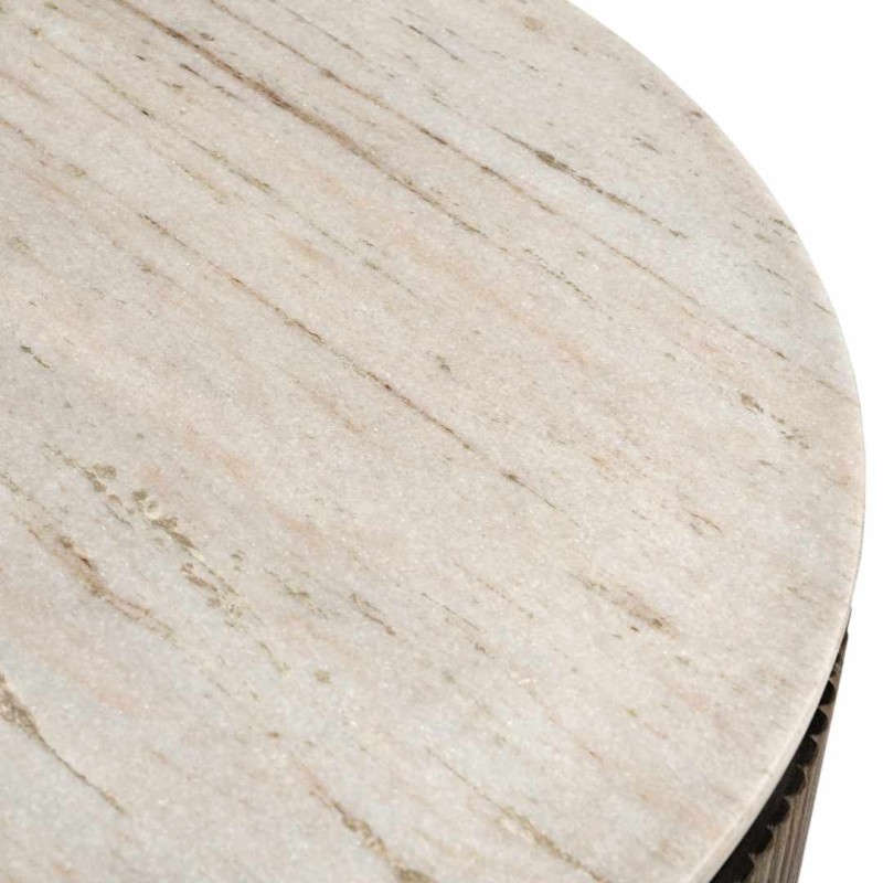 Maigue round coffee table with marble top and wooden base