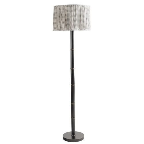 Lexi Floor Lamp with Ikat Linen Shade and Dark Bronze Base – 171 cm