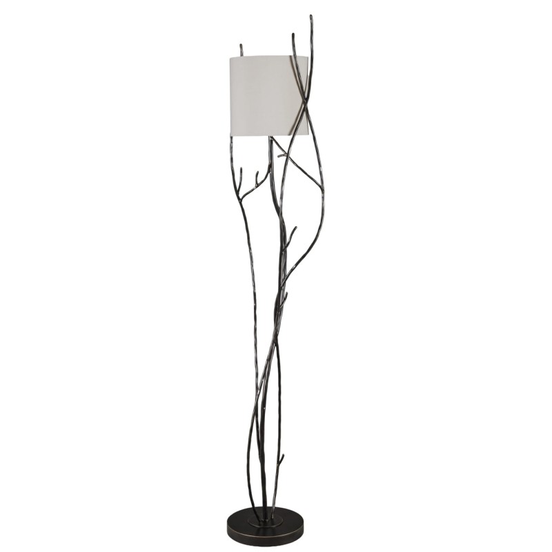 Ember floor lamp with linen shade and sculptural iron base