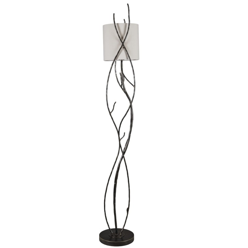 Ember floor lamp with linen shade and sculptural iron base