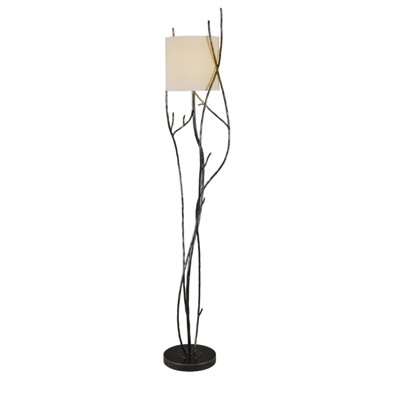 Ember floor lamp with linen shade and sculptural iron base