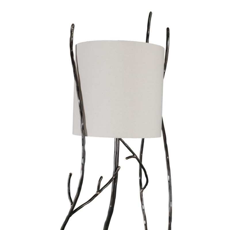 Ember floor lamp with linen shade and sculptural iron base