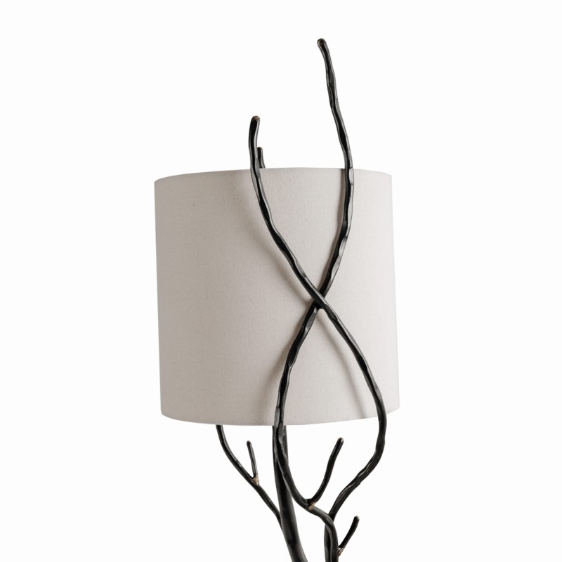 Ember table lamp with linen shade and iron base