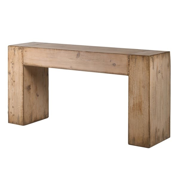 Old Pine wooden console table, 151 cm, in pine wood with a boho look