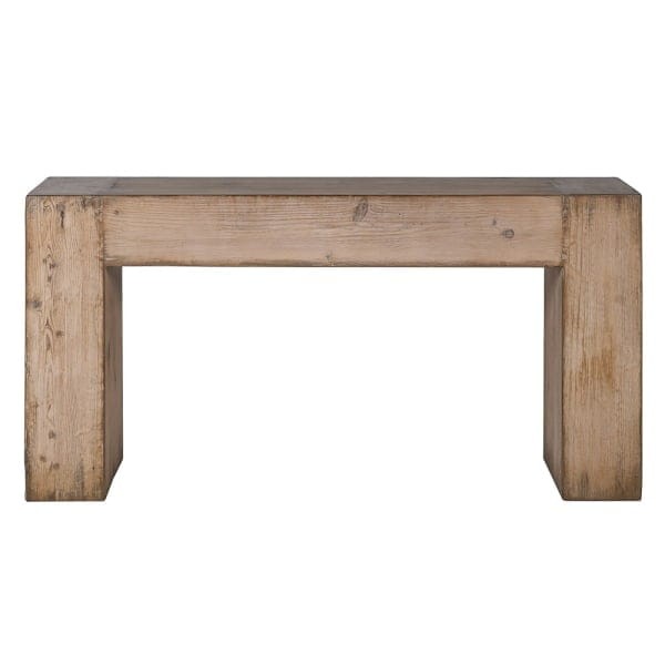 Old Pine wooden console table, 151 cm, in pine wood with a boho look