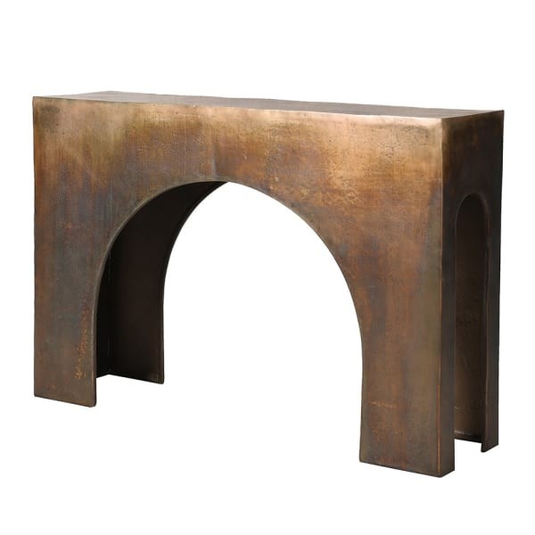 Mayfair Arched console table, 120 cm, in antique gold aluminium