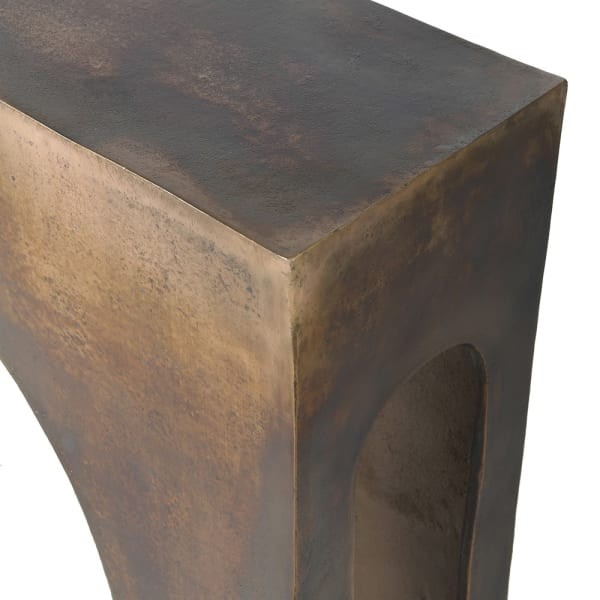 Mayfair Arched console table, 120 cm, in antique gold aluminium