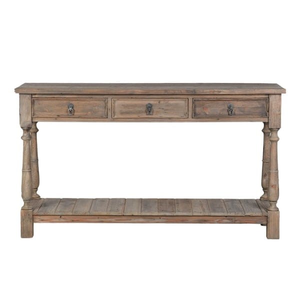 Garda Pine reclaimed pine console table with drawers, 160 cm