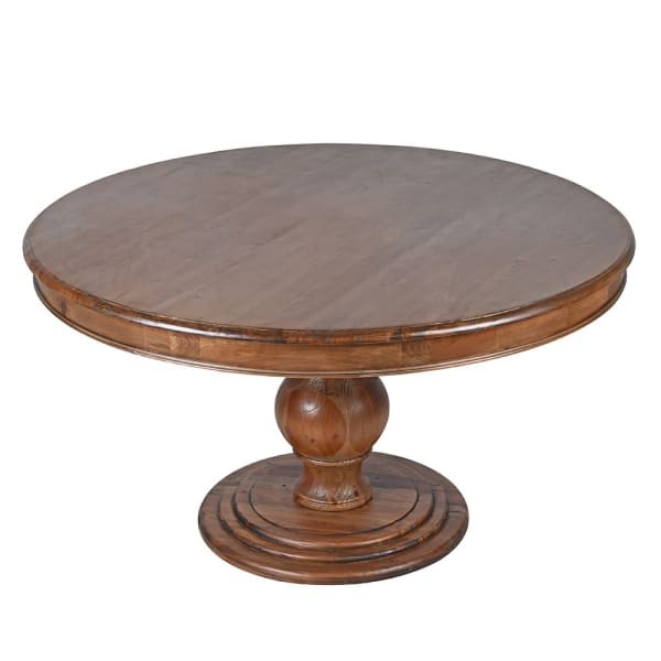 Greenwich round pine dining table, 136 cm, with pedestal base