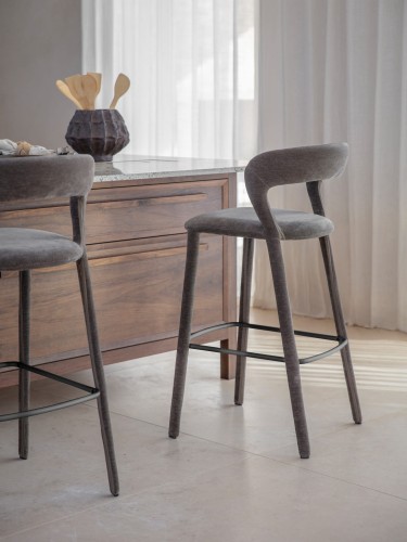Maldon Grey Upholstered Bar Stools – Set of 2