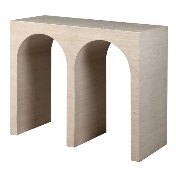 Muse Console Table 98 cm – Light Travertine-Effect Console Table