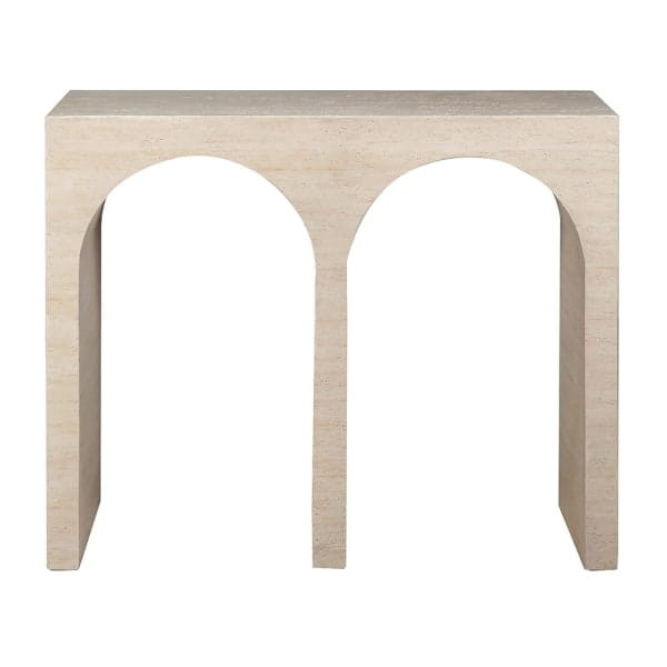 Muse Console Table 98 cm – Light Travertine-Effect Console Table