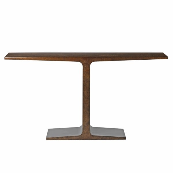 Chester Brown Iron Console Table 160 cm – Brown One-Leg Console Table