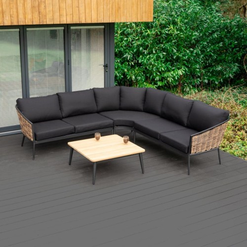 Palomino L-Shaped Garden Furniture Set, 255 cm Corner Sofa and Coffee Table