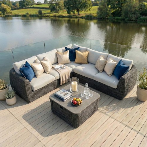 Linton Luxury Garden Lounge Set – 275 cm Corner Sofa with Coffee Table