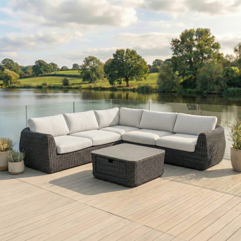 Linton Luxury Garden Lounge Set – 275 cm Corner Sofa with Coffee Table