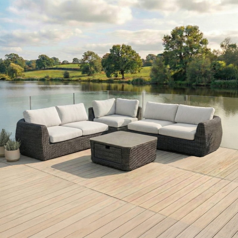 Linton Luxury Garden Lounge Set – 275 cm Corner Sofa with Coffee Table