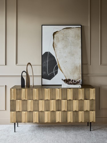 Lyall Brass Sideboard 150 cm – Four Door Gold Sideboard on Legs