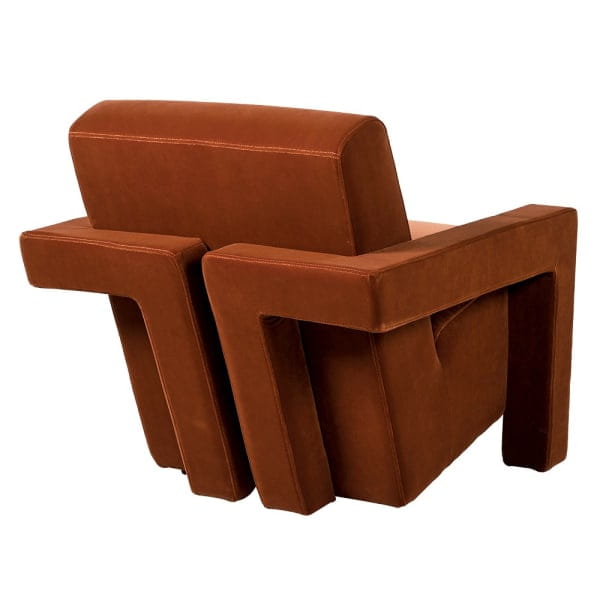 Lyall Orange Velvet Geometric Accent Armchair