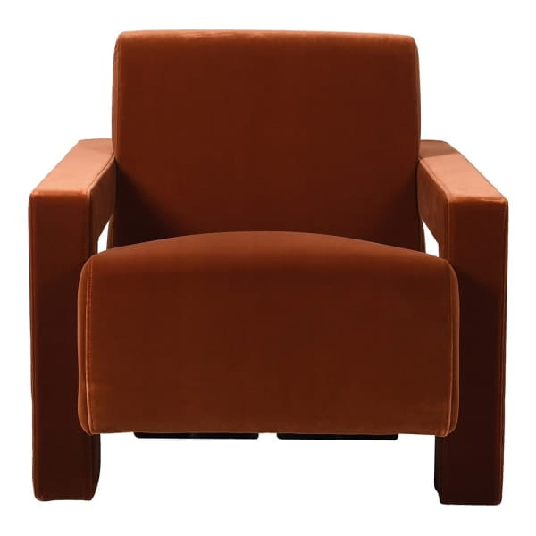Lyall Orange Velvet Geometric Accent Armchair