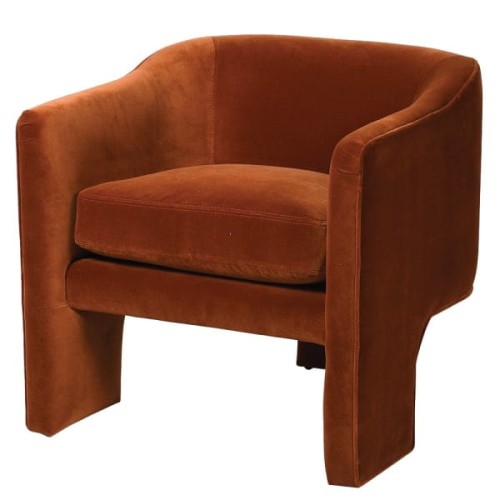 Orange Velvet Effie Accent Armchair 66 cm