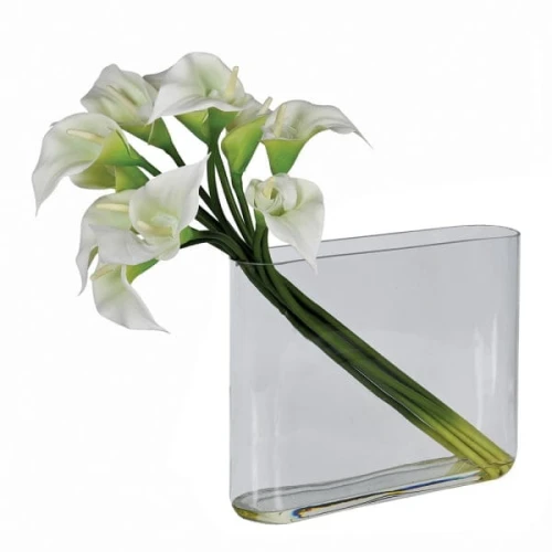 White Faux Calla Lily Arrangement in Glass Vase with Water – 55 cm