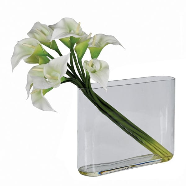 White Faux Calla Lily Arrangement in Glass Vase with Water – 55 cm