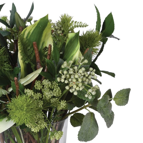 Greenwich faux flower arrangement 34 cm in a glass vase