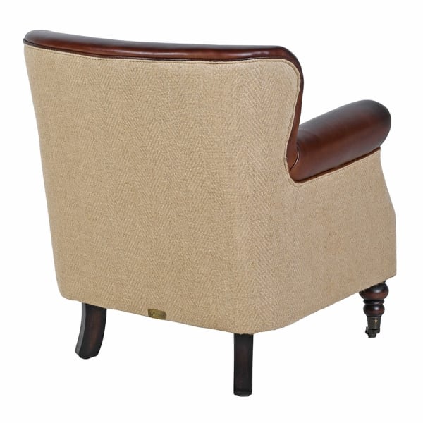 luxury leather and jute armchair for living room or study