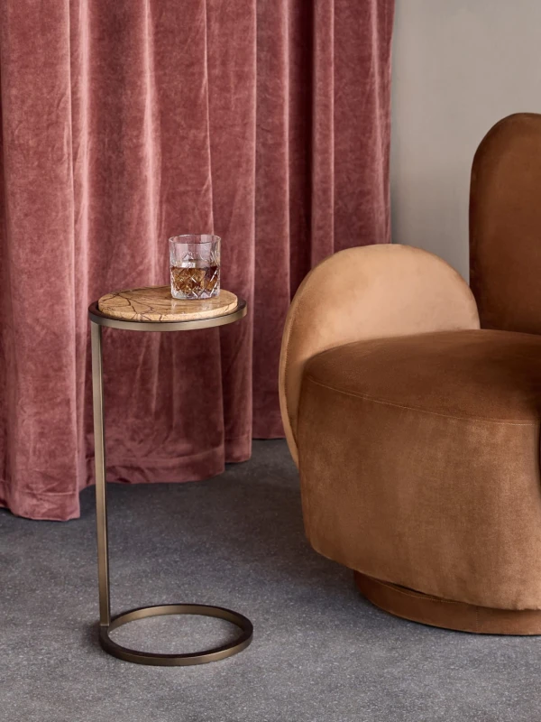 Belgrave Forest Marble Side Table 59 cm – Light Brown Marble