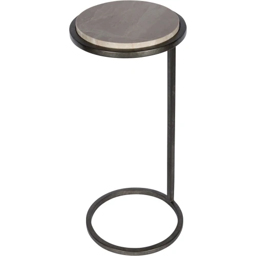 Belgrave Grey Marble Side Table 59 cm – Grey Marble with Metal Base