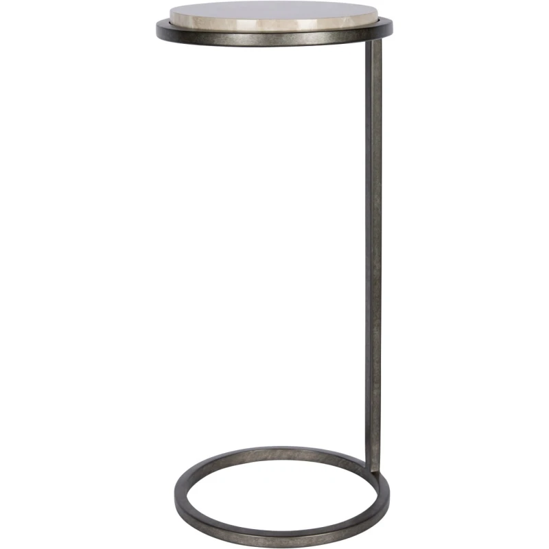 Belgrave Grey Marble Side Table 59 cm – Grey Marble with Metal Base