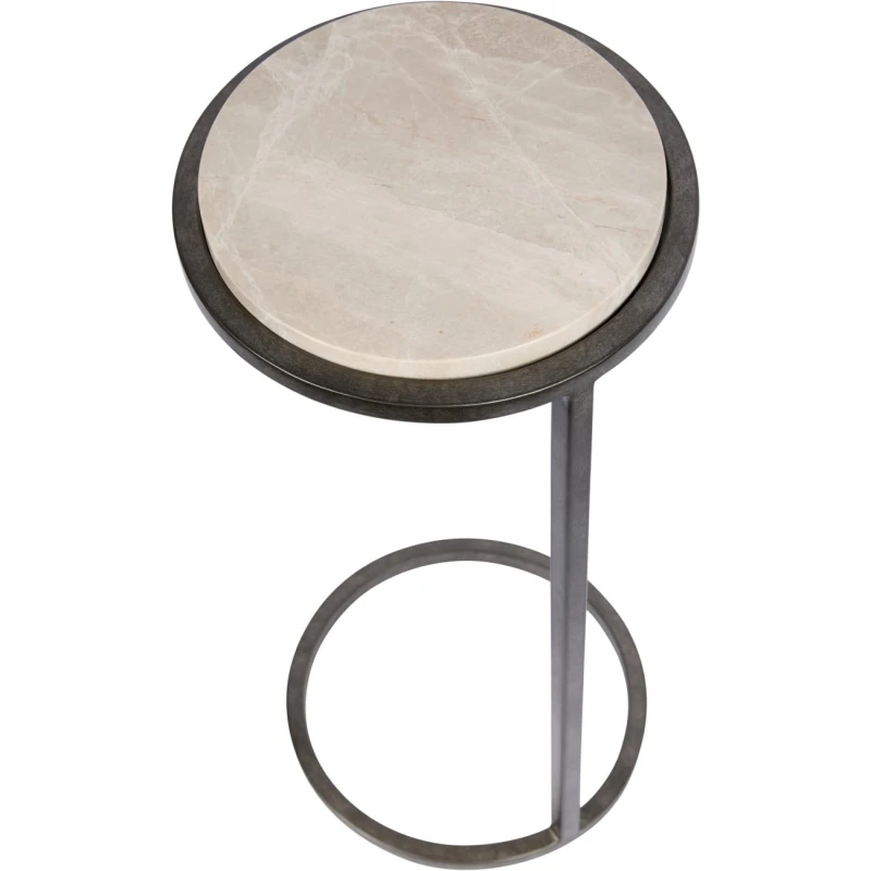 Belgrave Grey Marble Side Table 59 cm – Grey Marble with Metal Base