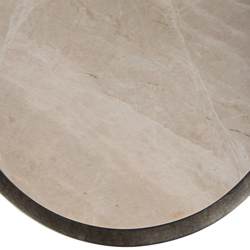 Belgrave Grey Marble Side Table 59 cm – Grey Marble with Metal Base