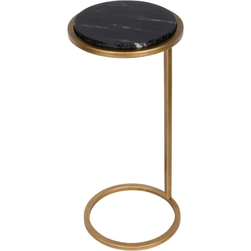 Belgrave Black Marble Side Table – 59 cm, with Black Marble Top and Gold Base