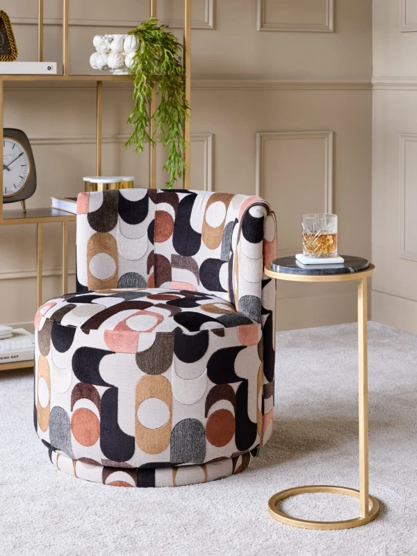 Belgrave Black Marble Side Table – 59 cm, with Black Marble Top and Gold Base
