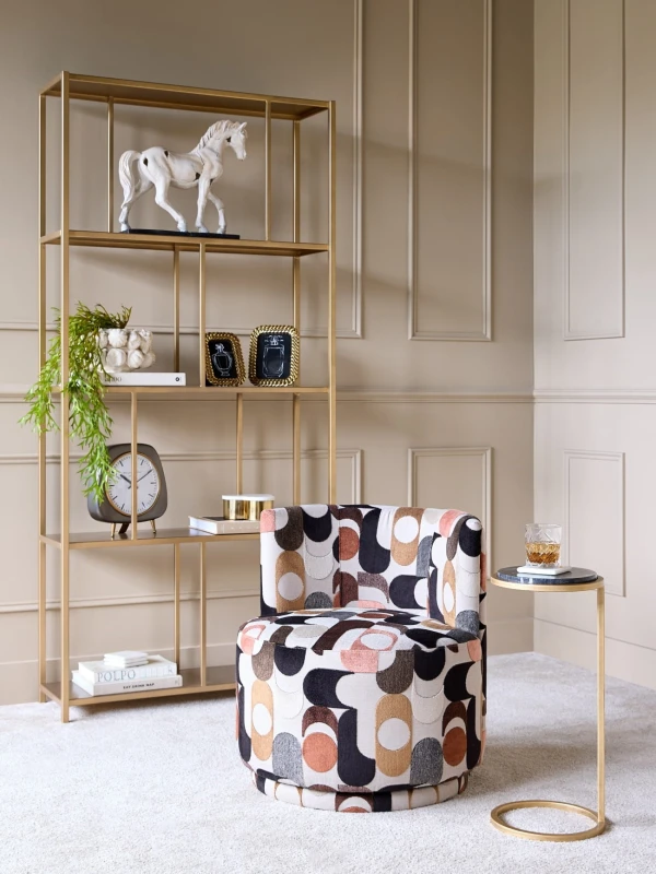 Belgrave Black Marble Side Table – 59 cm, with Black Marble Top and Gold Base
