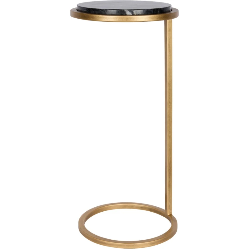 Belgrave Black Marble Side Table – 59 cm, with Black Marble Top and Gold Base