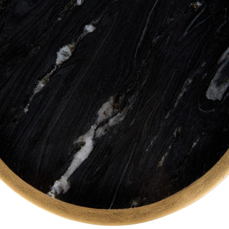 Belgrave Black Marble Side Table – 59 cm, with Black Marble Top and Gold Base