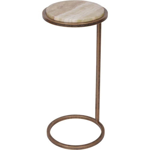 Belgrave Onyx Side Table – 59 cm, Stone Top with Metal Base